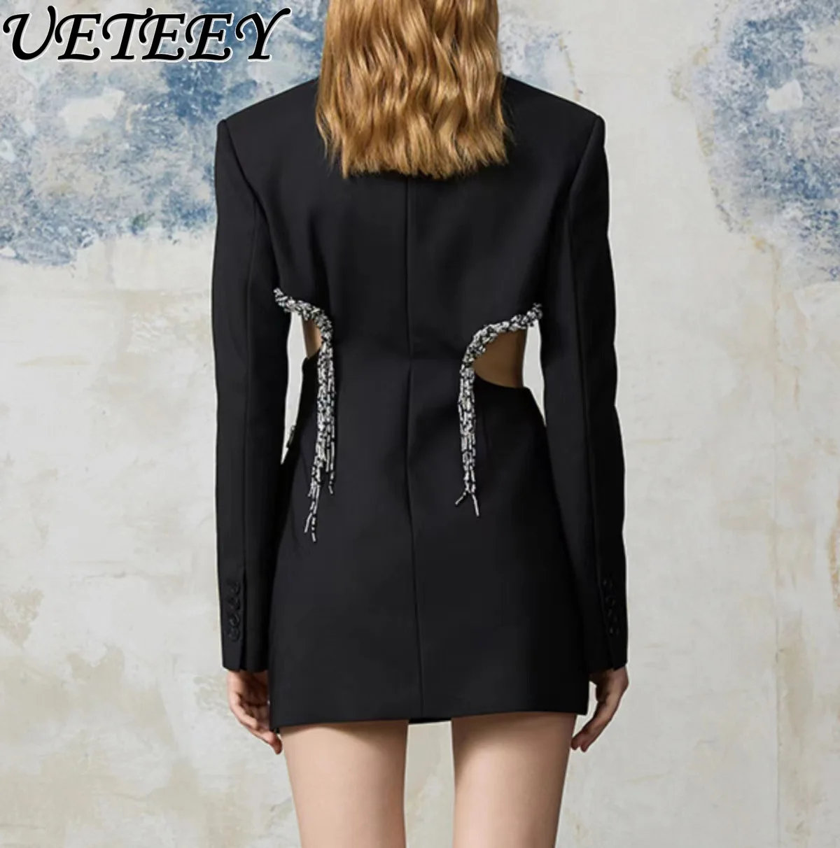 Черный пиджак для женщин весенне-осенний новый сексуальный облегающий средней