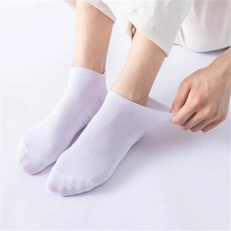 Summer Men's 100% Cotton Shallow Mouth Thin High Quality Solid Color Fashion Colorful Harajuku Retro Leisure Boat Socks 5 Pair