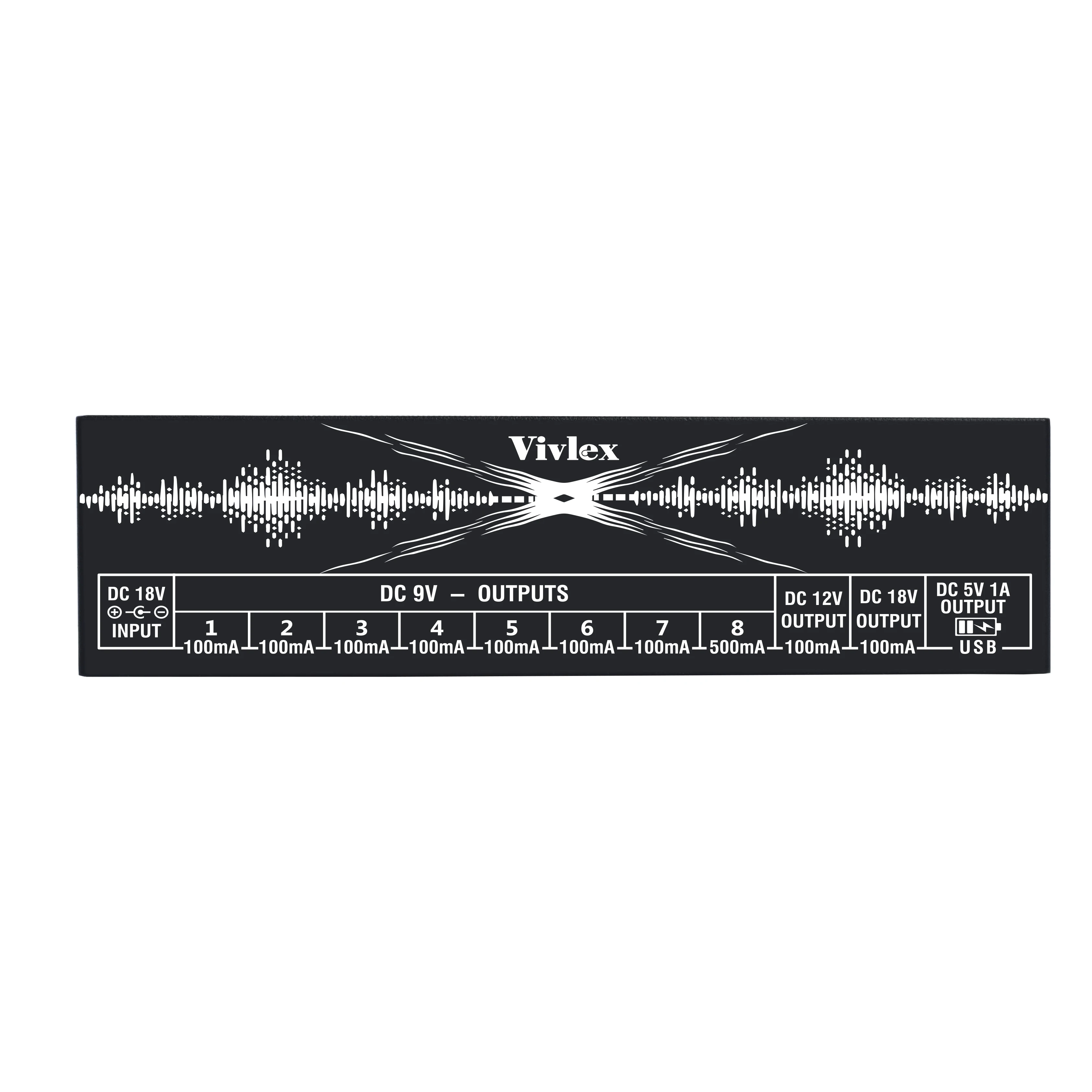 Vivlex Pedal Power Supply Update Output Multi Circuit Power Supply For Guitar Pedal 10 Ways 9V/12V/18V DC Outputs 1 Way 5V USB