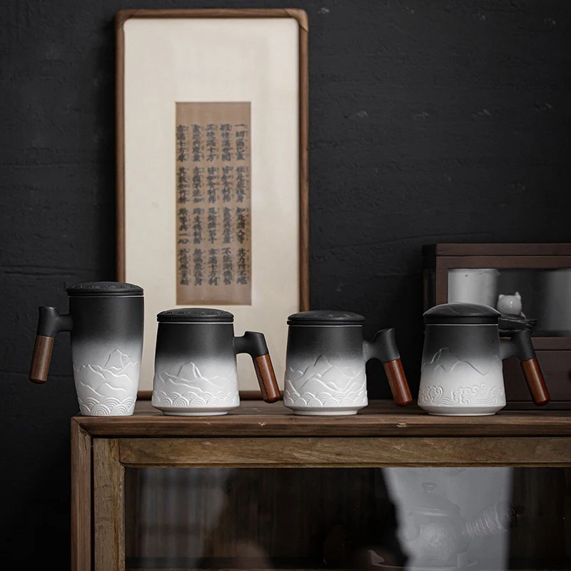 Винтажная керамическая чашка с крышкой чайная кофейные кружки ситечком