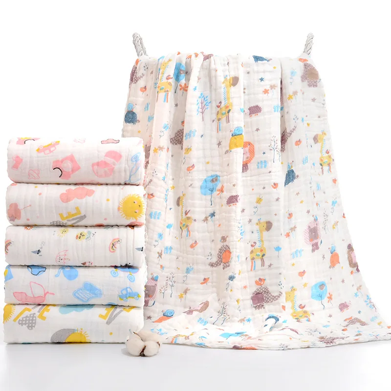 

Cotton Baby Bath Towel Muslin Cloth Kids Bathrobe Shower Wipes Child Blanket Wrap for Newborn Toddler Boys Girls Gauze 110*105cm