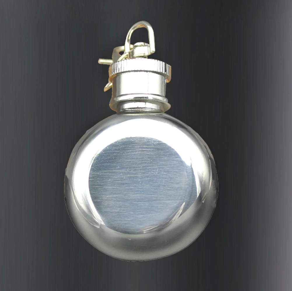 

1oz Stainless Steel Hip Flask Pocket Flagon Whiskey Vodka Bottle Russia Portable Round Jug With Keychain
