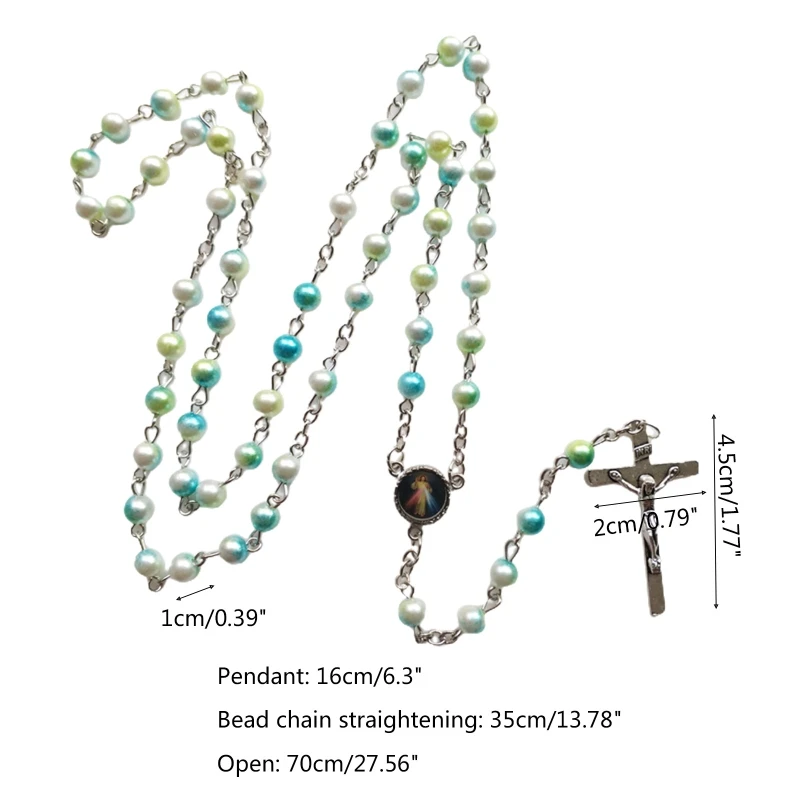 

Christ Crucifix Cross Rosary Beads Necklace Beads Chain Mary Pendant Y Necklace Double Pendant Chain Necklace Present