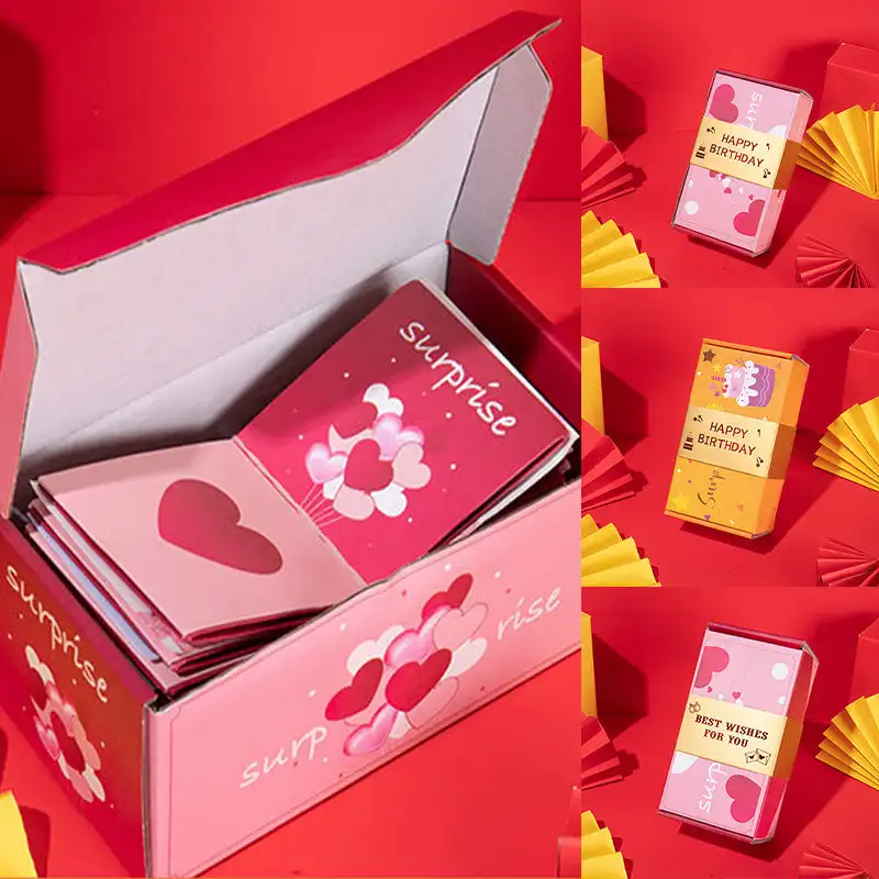 Gift Box Pink Yellow Color Diy Folding Paper Box Happly Birthday Surprise Gift Box Party Supplie 19x10x8cm