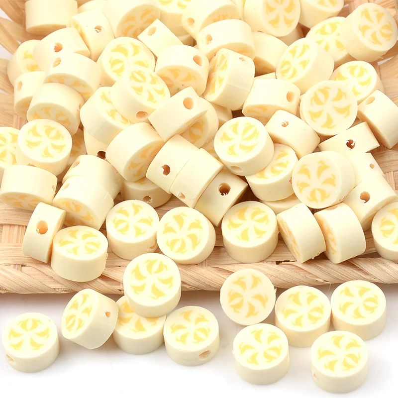 

30pcs/Lot Light Yellow Chips Fruit Polymer Clay Beads Loose Spacer Beads For Jewelry Making DIY Bracelet Accessories