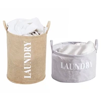foldable dirty laundry basket round clothing storage bucket fabrics anti dust waterproof toy basket with handles large capacity
