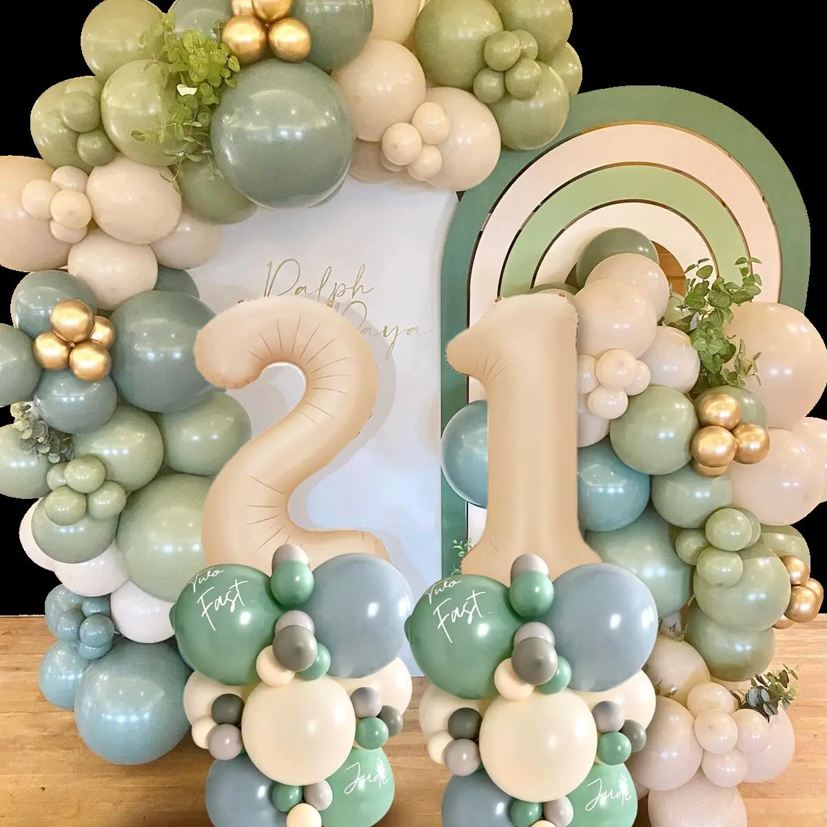 1 комплект винтажных зеленых латексных воздушных шаров башня 32 дюйма цифры-шары