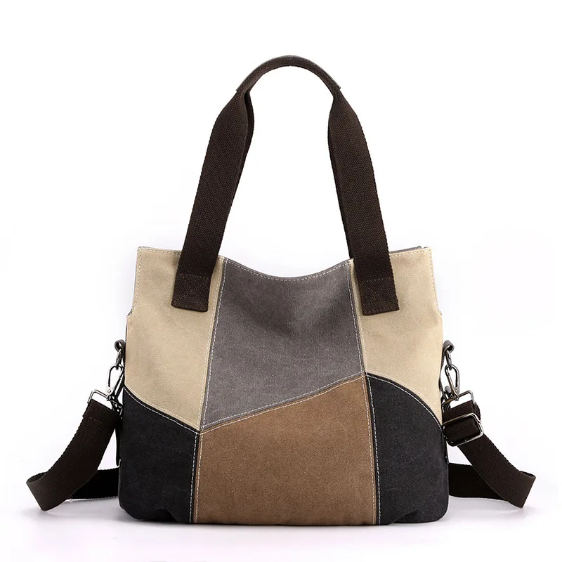 

Женская Холщовая Сумка-тоут, брендовая сумка, новинка 2022, сумка-мессенджер в стиле пэчворк, сумка на плечо, модная женская Повседневная сумк...