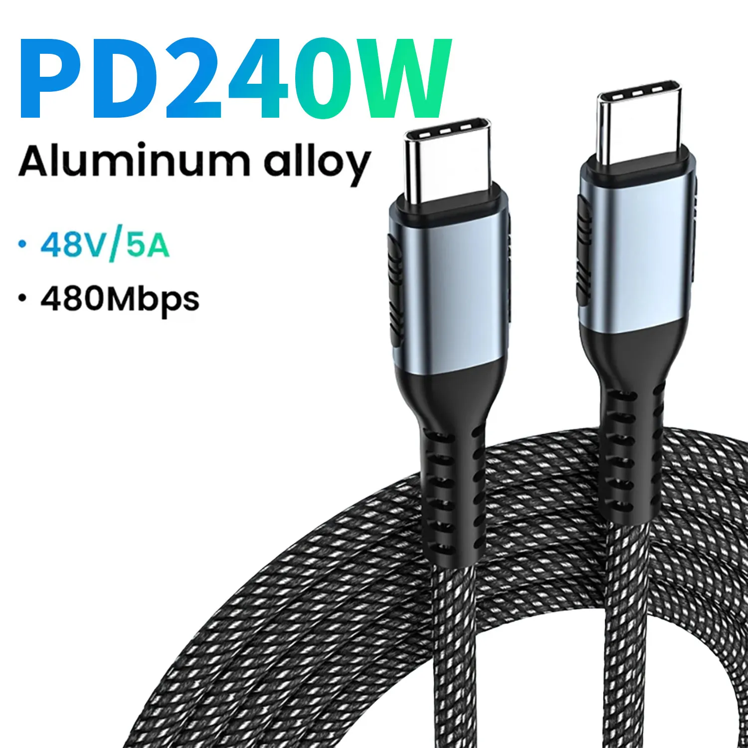 Зарядный кабель PD240W с Usb C на Type для быстрой зарядки iphone 15 xiaomi 14 Samsung Huawei MacBook Pro 5 А