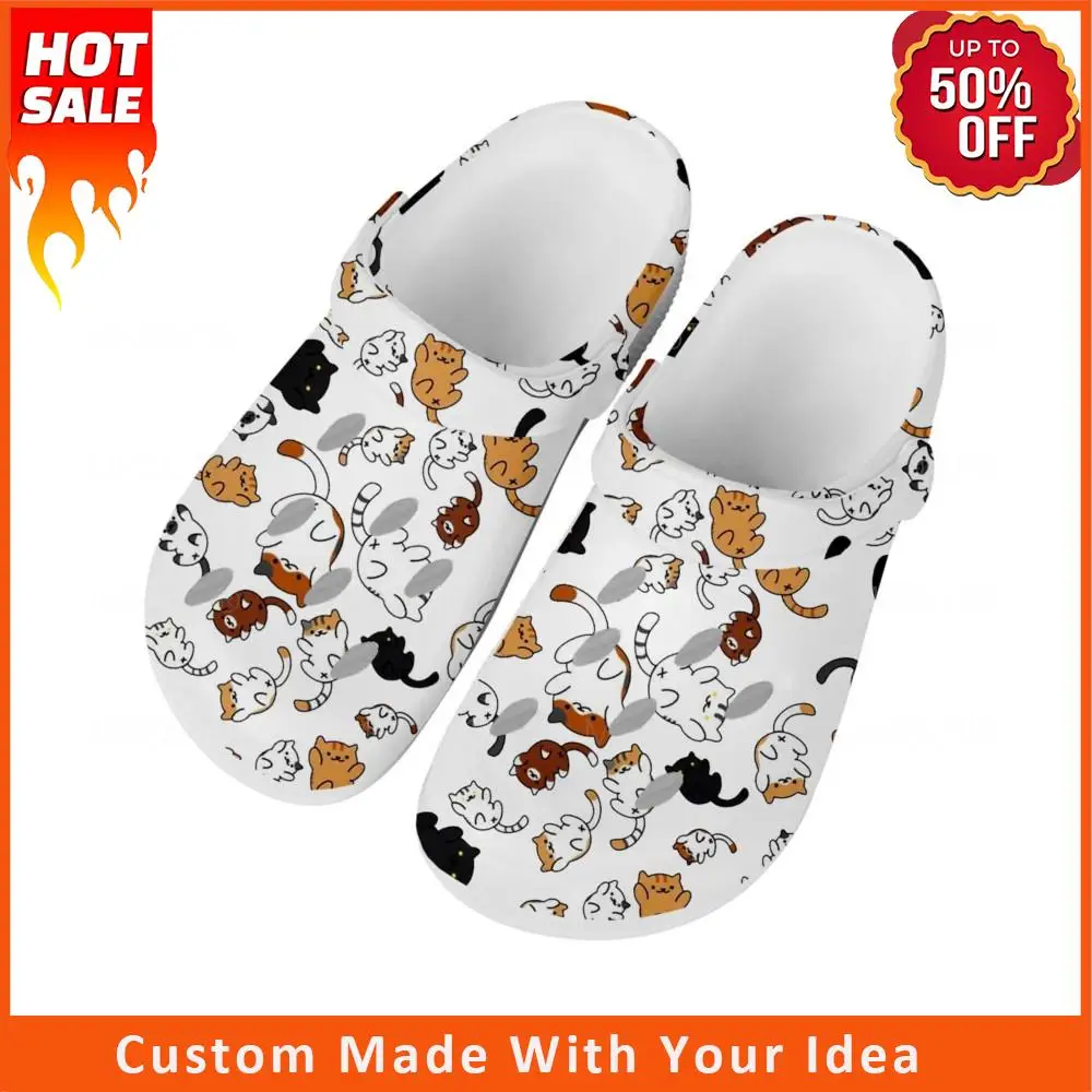 

Милый жирный кот домашняя обувь для домашних животных, кошек, индивидуальная обувь для воды для мужчин и женщин, обувь для подростков, садовые Туфли-сабо дышащие пляжные тапочки с отверстиями, белые