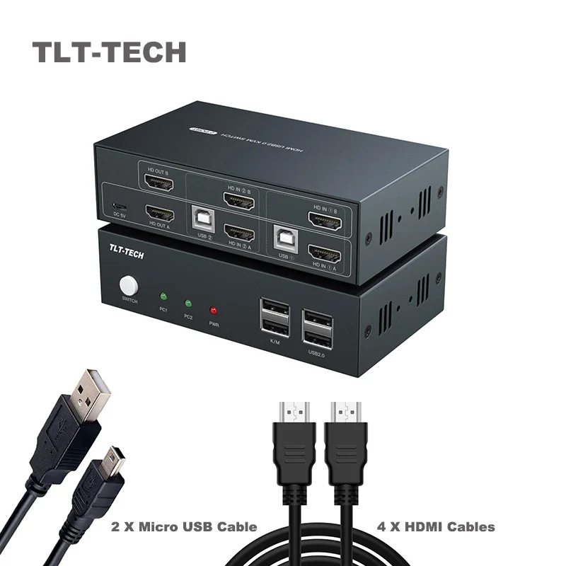 

Kvm Dual Monitor Switch 2 Output HDMI-compatible 2 Input Display Support 4K USB2.0 Switch Kvm For PC