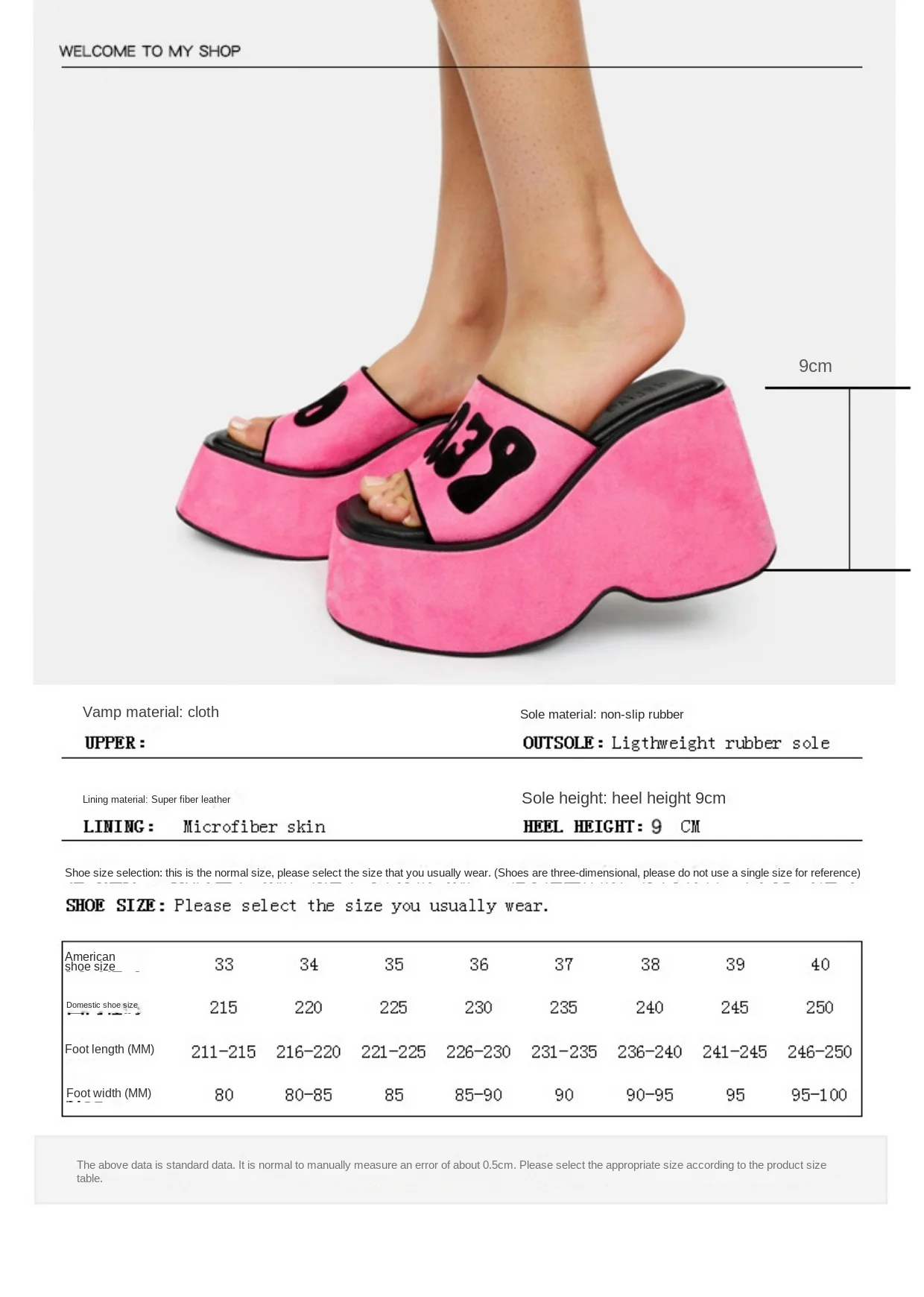 Rose Pink Wedge Platform Increased Ankle-Strap Sandals 9cm 2023 Summer New Short Music Small Sponge Cake Slipper Women