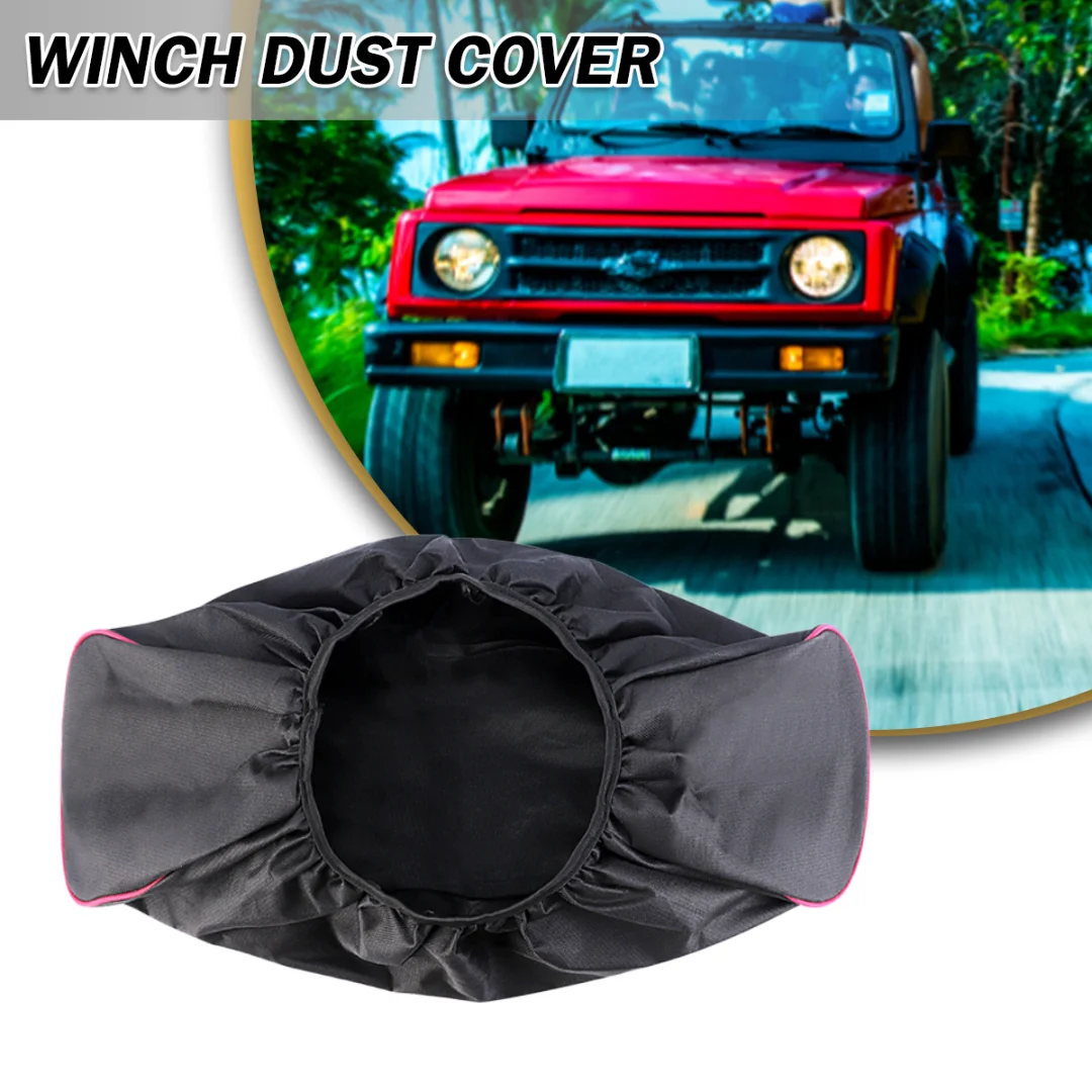 

1pc 600D Mildew-resistant Waterproof Winch Dust Cover Black PVC Coating Oxford Fabric With Elastic Capacity 8500 To 17500 Lbs