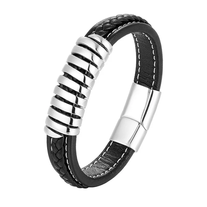 

2022 популярный Винтажный Мужской кожаный браслет из нержавеющей стали простой кожаный браслет ручной работы для мужчин ювелирные изделия в ...