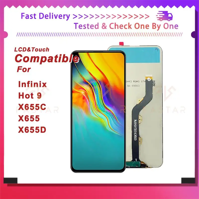6 6-дюймовый протестированный ЖК-дисплей для Infinix Hot9 X655C X655 X655D сенсорный