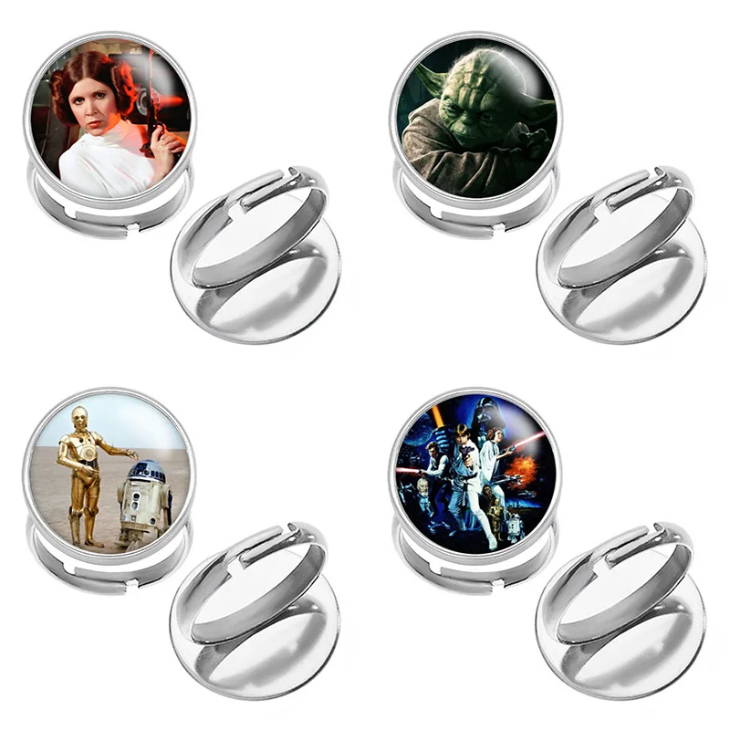 

Регулируемое кольцо из нержавеющей стали с кабошоном для фото из мультфильма «Звездные войны», модель J1040