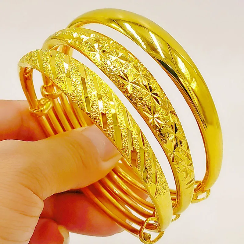 

Copy 100% 24K Real Gold 18K Bracelet Women's 24K Gold Gold-Plated Jewelry Pure Gold Fu Character Dragon Phoenix Bangle For Women