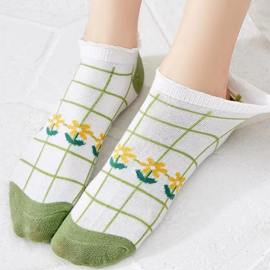5 Pairs 2023 New Summer Short Women Cartoon Socks Low Tube Cool Socks Set Cuter Print Ankle Foot Cover Fashion New Kawaii Sock