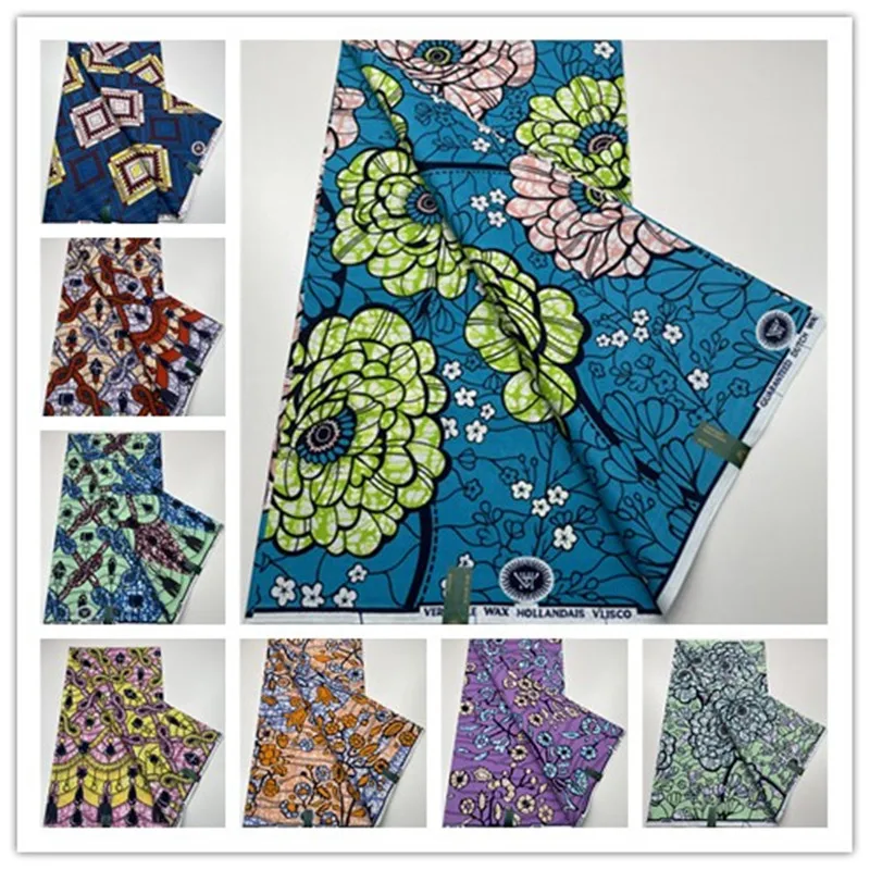

2023 African 100% Cotton Wax Fashion Design African Nigerian Ankara Fabric High Quality Real Wax Print Fabric Pagne wax 1055