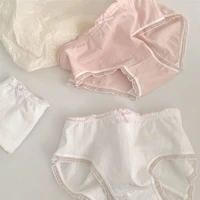 breathable solid color bow lady fungus edge small fresh student cute simple briefs new jacquard sexy and comfortable lolita new