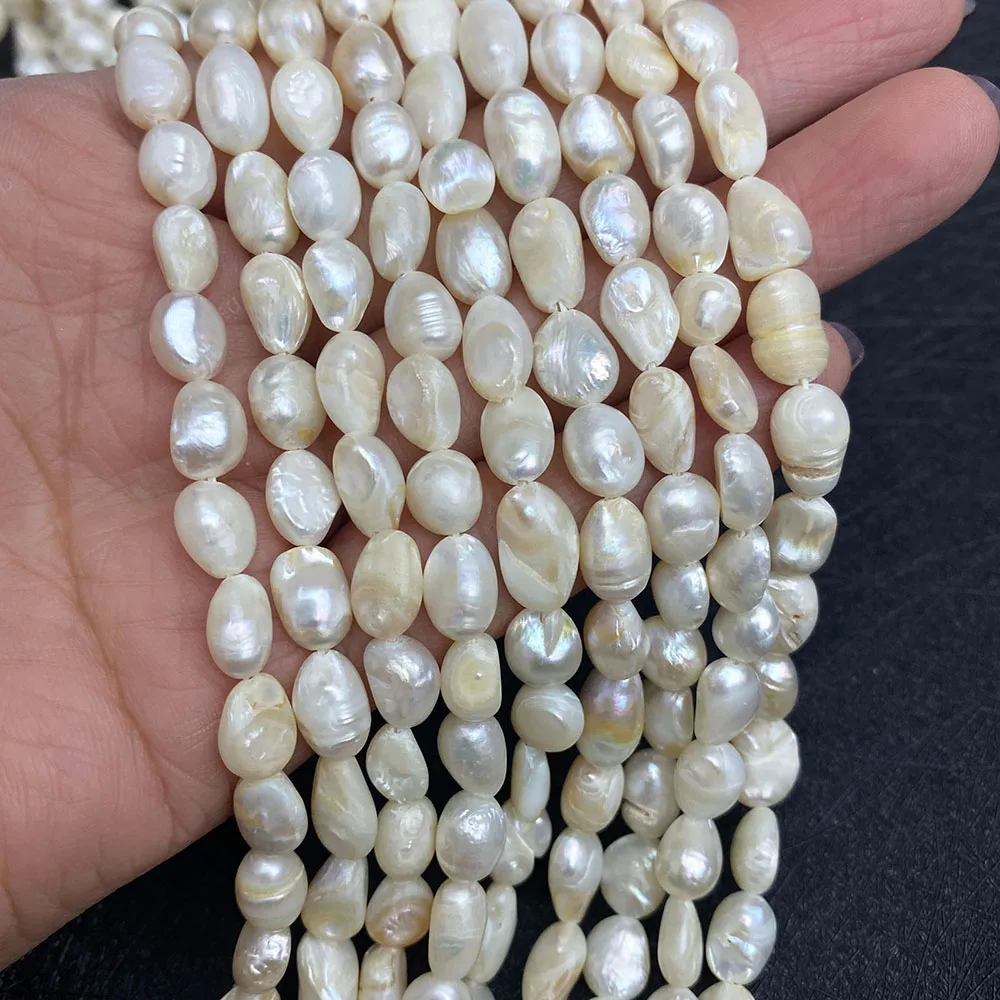 

Grade A Natural Freshwater Pearl Straight Hole Double Sided Shiny 7-8mm Charm DIY Necklace Earrings Bracelet Jewelry Accessories
