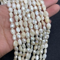grade a natural freshwater pearl straight hole double sided shiny 7 8mm charm diy necklace earrings bracelet jewelry accessories