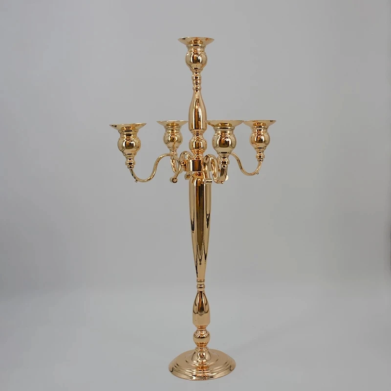 

5pcs 10pcsCandle Holders 5-arms Metal Gold Candelabras Crystal Candlesticks For Wedding Event Centerpieces