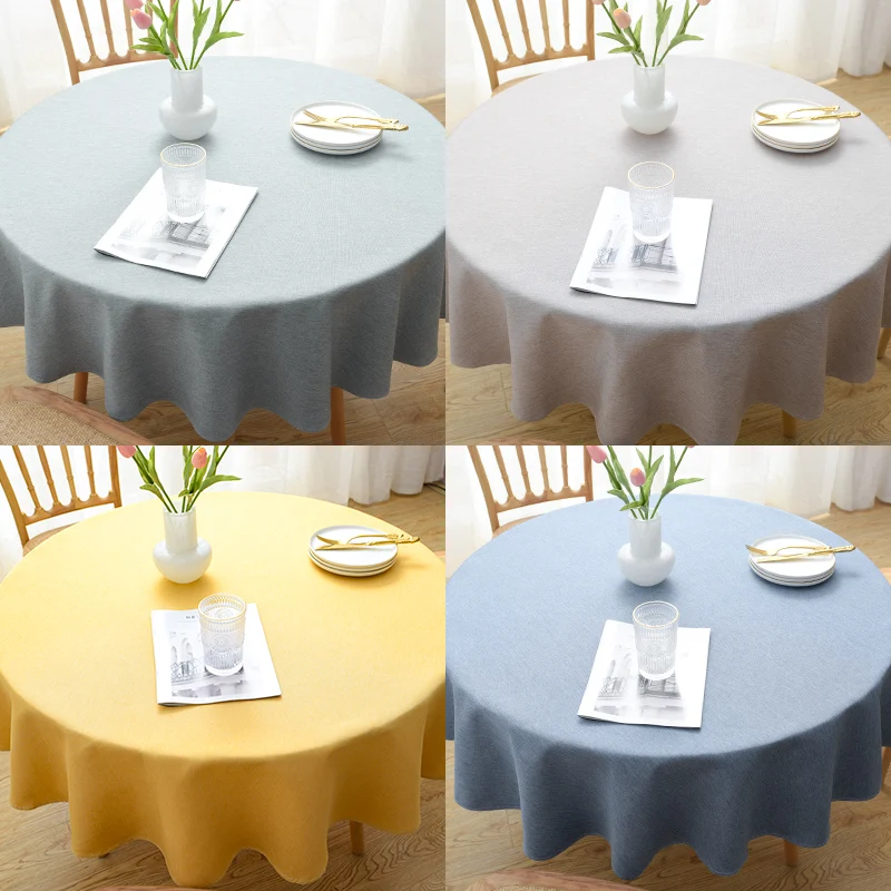 

Large Round Tablecloth Solid Color Cotton And Linen Dining Table Table Cloth