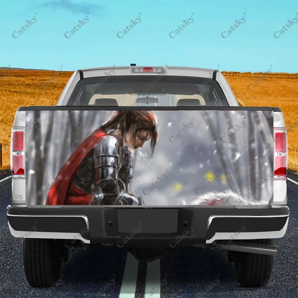 

Фэнтези-рыцарь грузовик задняя дверь оболочка HD графическая наклейка универсальная подходит для полноразмерных грузовиков погодозащищенная и безопасная мойка автомобиля