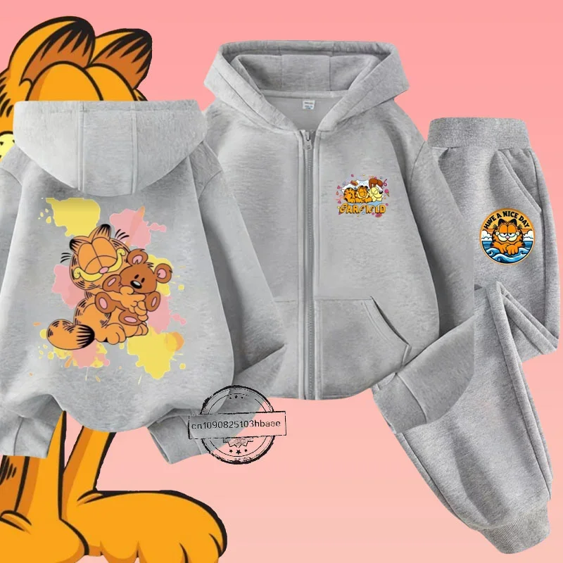 Детский Осенне-зимний Комплект Garfiel Повседневный Стиль Толстовка С Мультяшным