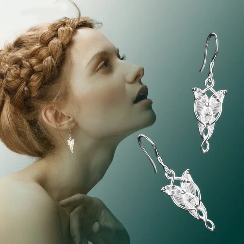 Arwen Evenstar Drop Earrings Necklace Women Elfstone Elessar Aragorn Galadriel Elves Princess Crystal Fashion Movie Jewelry Gift
