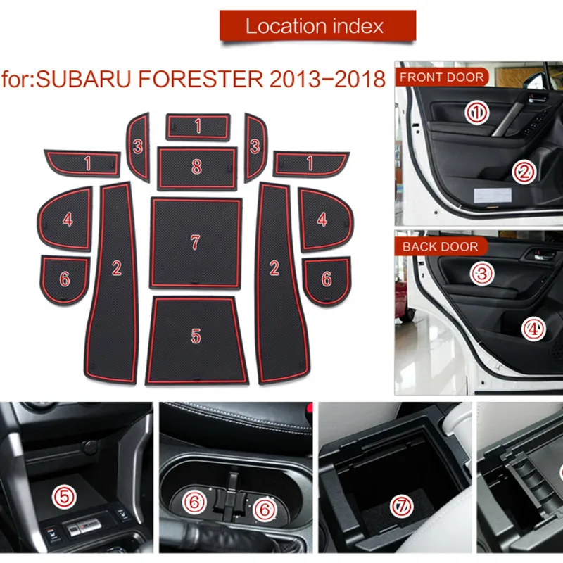 

For Subaru FORESTER 2013 - 2018 Cup Cushion Groove Mat Door Mat Lnterior Anti Slip Mat Holders Non-slip Pad Car Accessories