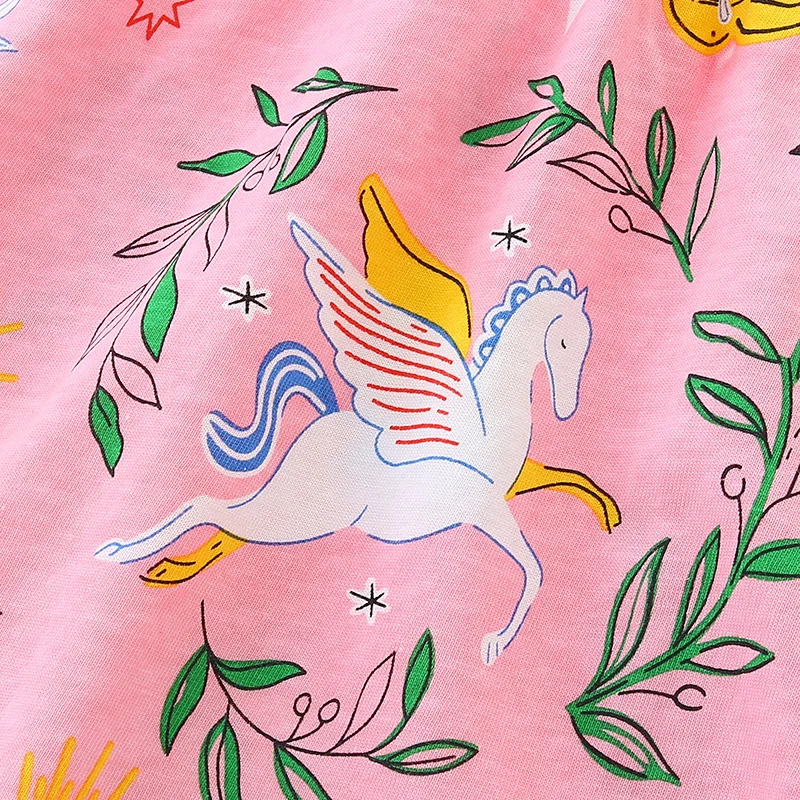 Летнее платье с коротким рукавом для девочек трикотажное хлопковое модное