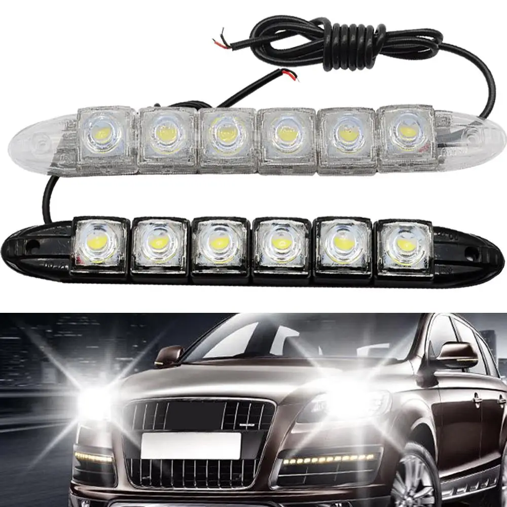 

2pcs Car Led DRL Daytime Running Light Flexible 6LED Waterproof Driving Fog Bulb Warning Lamp Car Styling DC 12V LED for All Car