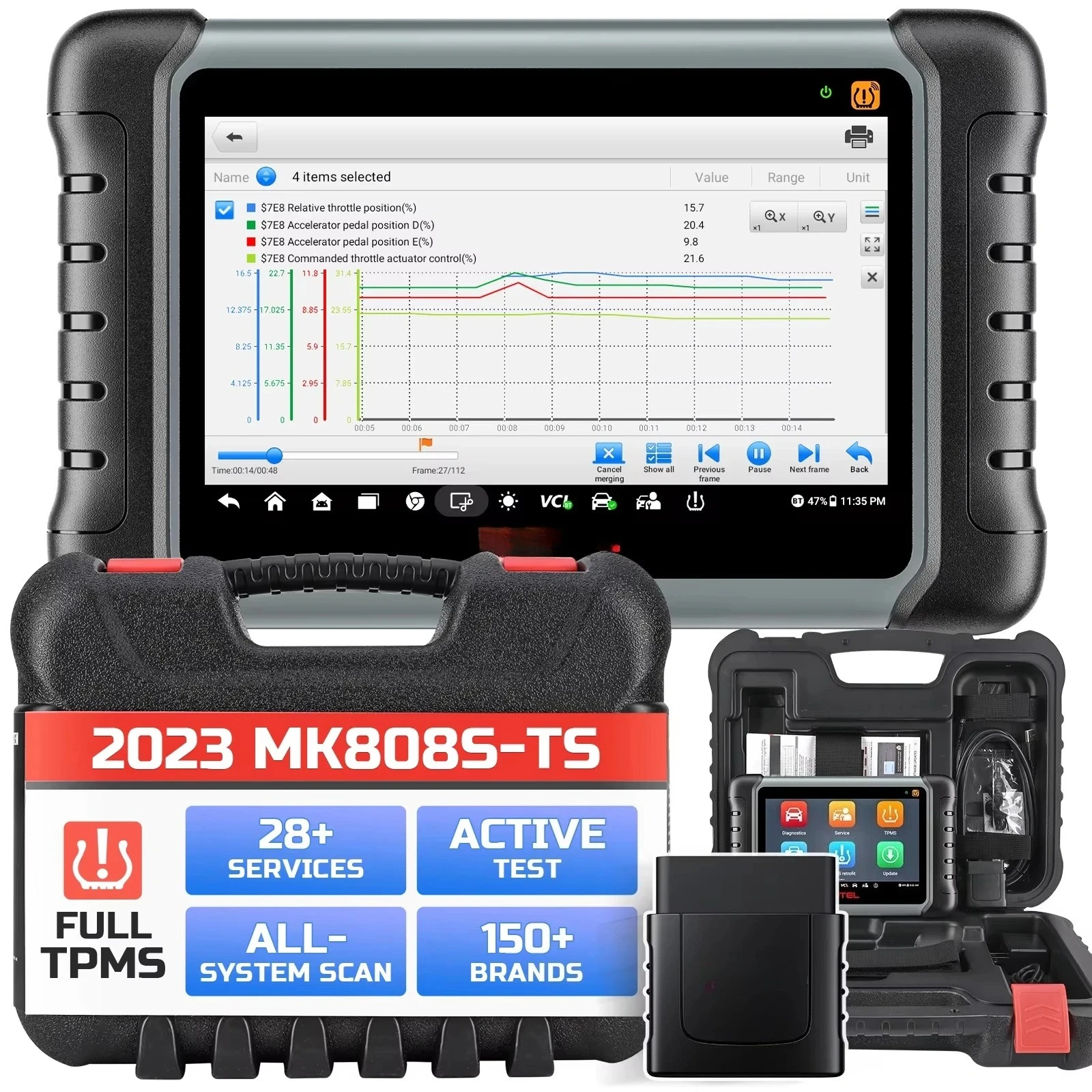 Фото Диагностический сканер Autel MaxiCOM MK808TS MK808S-TS MK808K для диагностики датчиков TPMS и полной системы OBD2 с функцией обновления №3