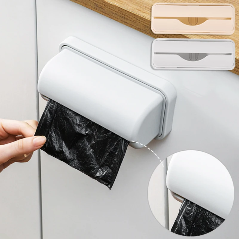 

Bags Holder Box Mounted Garbage Storage Container Wall Bathroom Cling Organization Plastic Kitchen Dispenser Film Trash Bag Bags