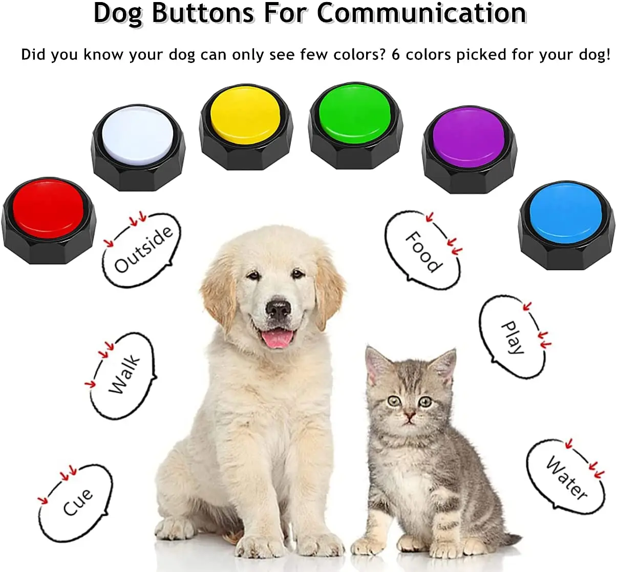 

(6 Pcak) Dog Talk Pet Communication Button Sound Press Bell Voice Toy Recording Distraction Artifact Training Dialogue