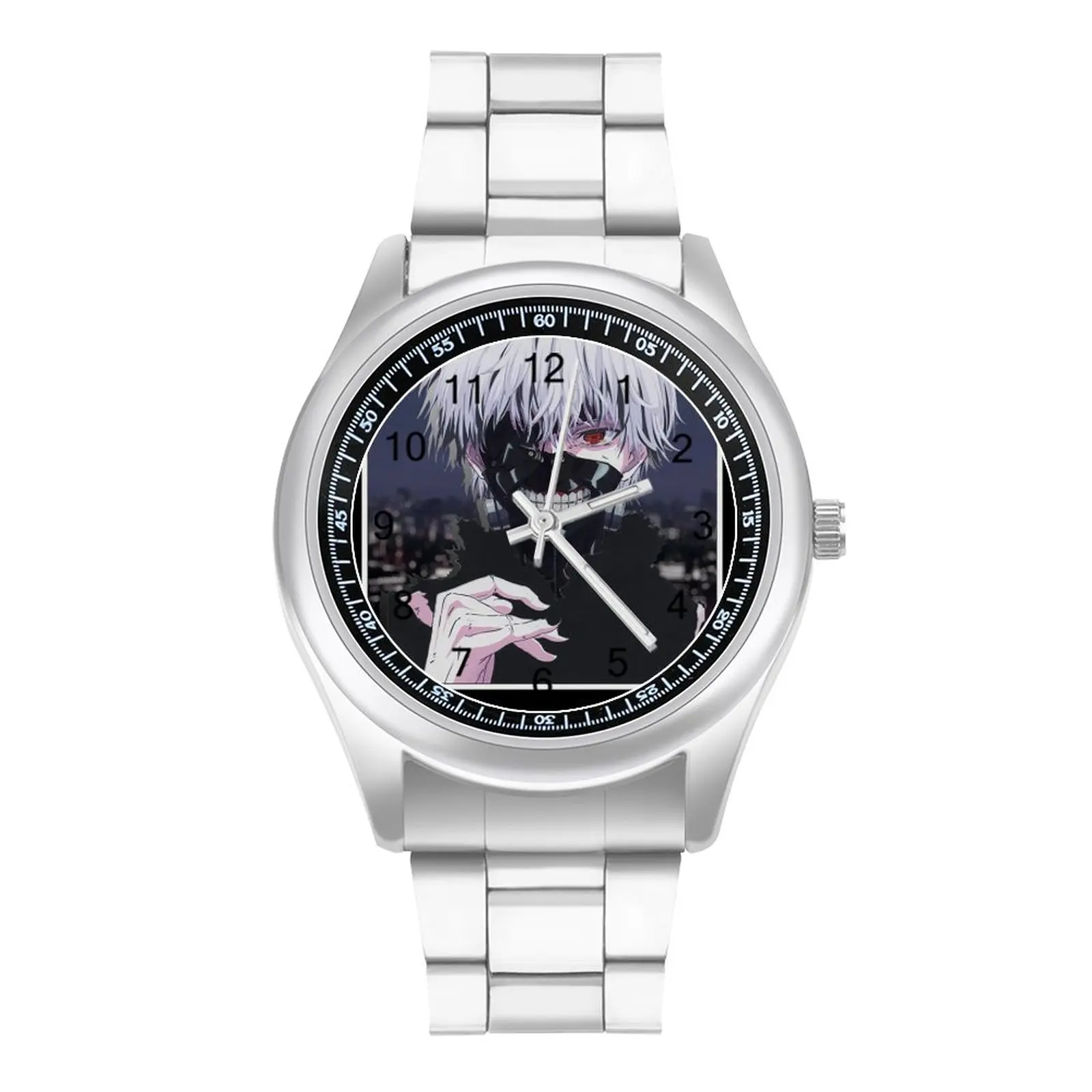 

Kaneki Ken on An Anime City Watch Tokyoghoul White Haired One Eyed Ghoul Photo Simple Wrist Watch Stainless Promotion Wristwatch