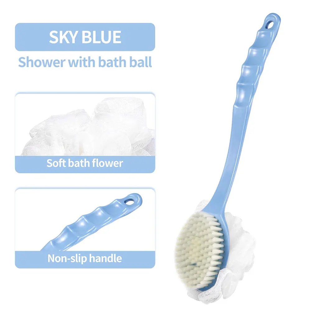 Современный аксессуар для купания отшелушивающий скруббер с длинной ручкой