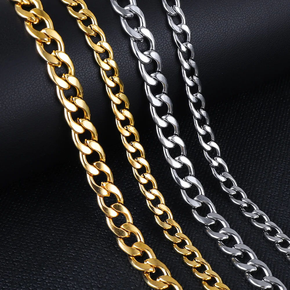 

Men's Cuban Chain Necklace Stainless Steel Link Chains Gold Sliver Color For Women Men Trendy Style Choker Coller Jewelry Gift