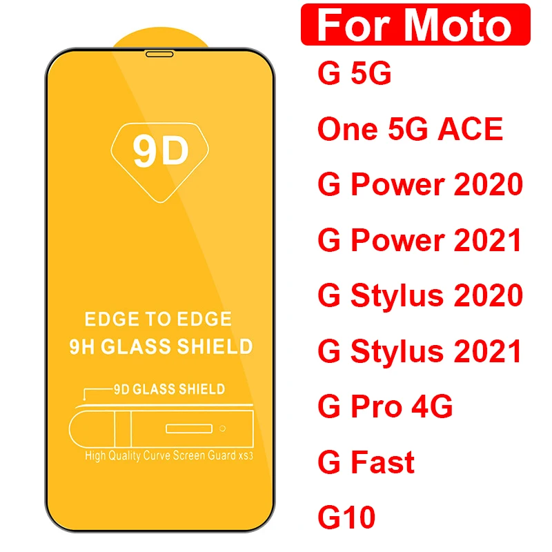 

Закаленное стекло 9D с полным покрытием для Motorola Moto One Macro Zoom Power Vision Action Fusion + Pro P30 Play Note, защитная пленка