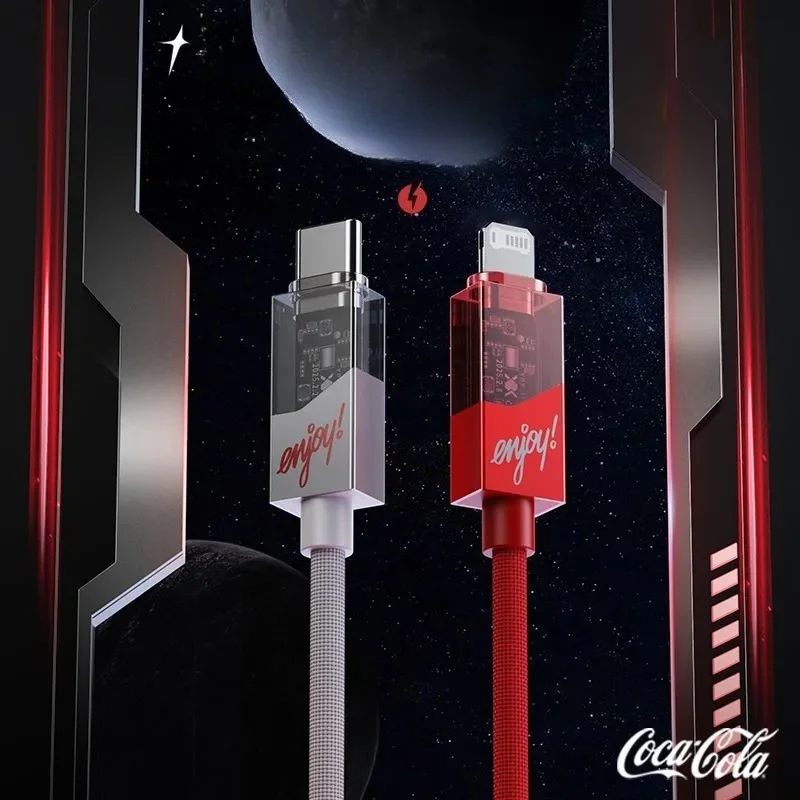 Фото Кабель для передачи данных Kawaii Cola Type C, 66 Вт, быстрая зарядка, плетеный шнур для Android, Apple, Xiaomi, Huawei, универсальный, 2026, в красивой подарочной коробке. №5