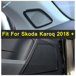Car Audio Speaker Cover Trim Door Loudspeaker Horn Decoration Sticker For Skoda Karoq 2018 - 2022 Stainless Steel Accessories