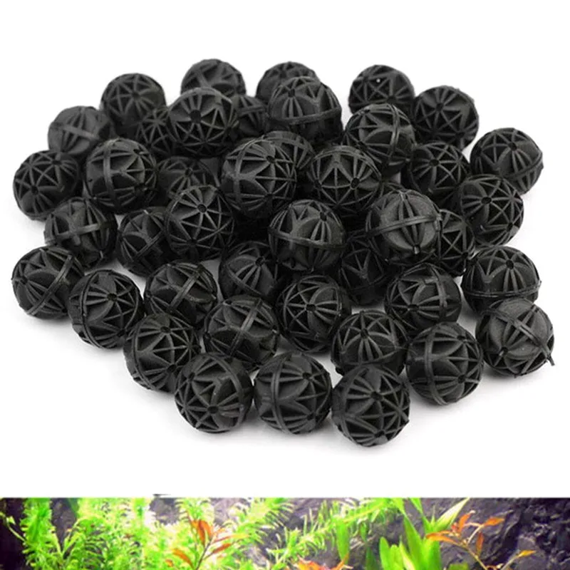 

50/100pcs Aquarium Pond Reef Bio Black D16mm Balls Fish Tank Air Pump Canister Biochemical Cotton Filter Sponge Media FA005