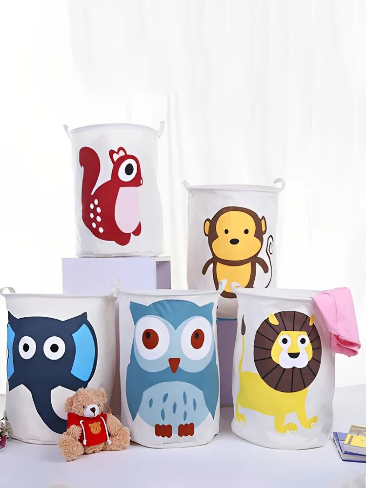 

Cartoon Animal Storage Baskets Folding Dirty Cloth Washing Laundry Basket Toys Sundries Organizer Bucket Large Storage Barrel