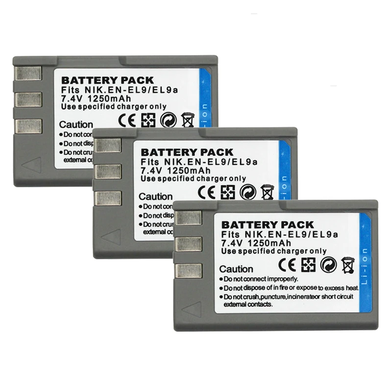 

3 шт., перезаряжаемая литиевая батарея для камеры Nikon D40 D60 D40X D5000 D300 L15, 1250 мАч