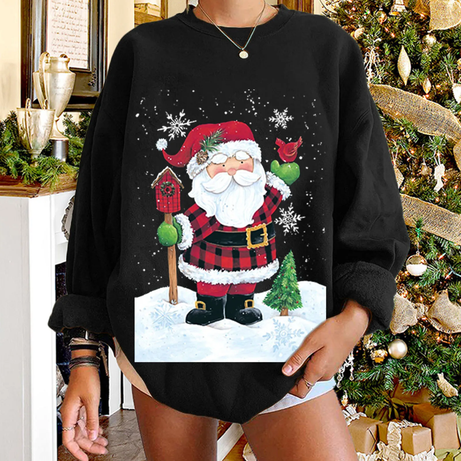 

Women Sweatshirt Loose Christmas Crewneck Long Sleeve Print Easy Blouse Shirt M Sweatshirt Matching Set Women