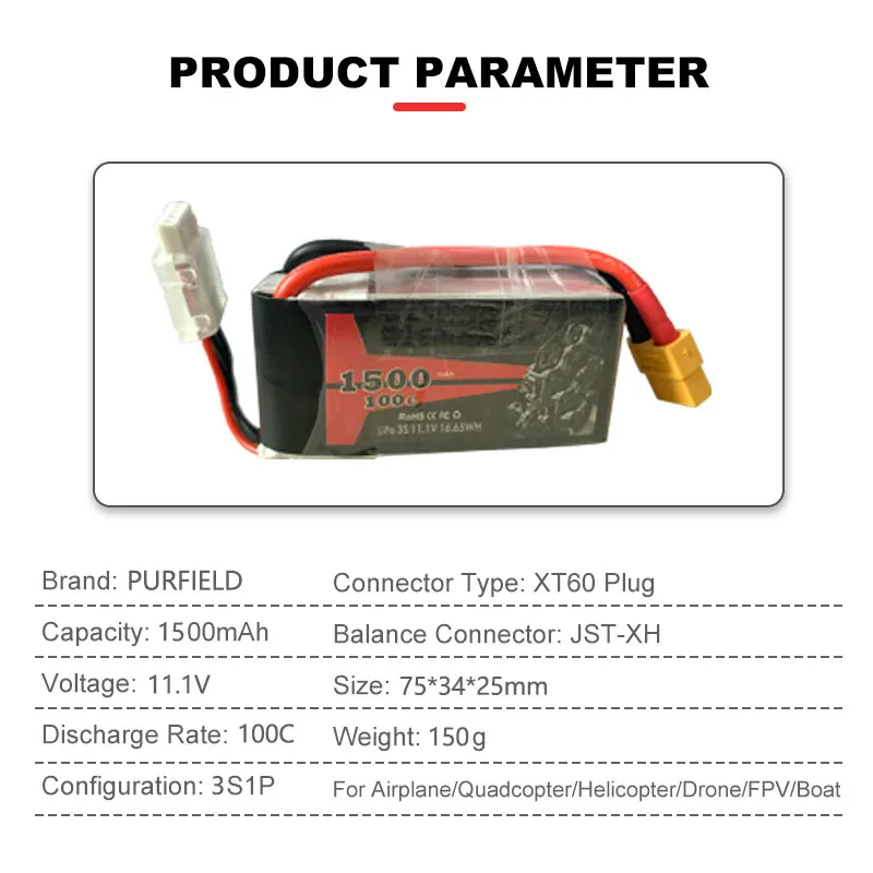 Аккумулятор Lipo 2S 3S 4S 6S 1300 мАч 1500 5200 6200 7200 с разъемом Deans XT60 T для радиоуправляемых
