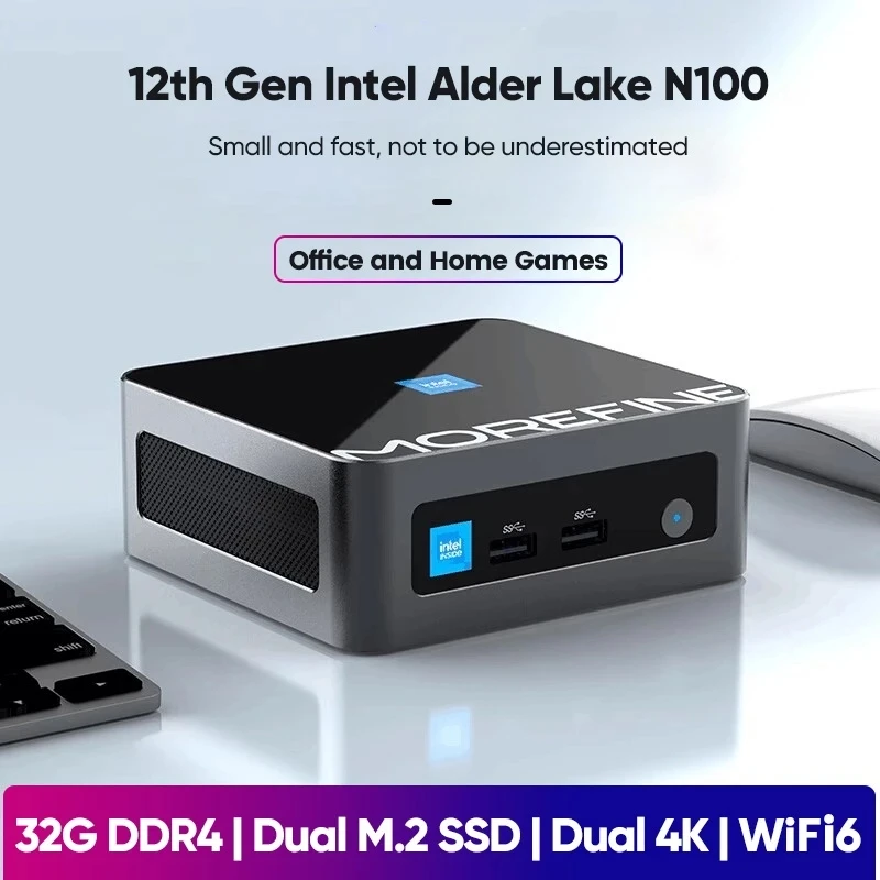 

Morefine M9 M8 12th Gen Pocket Mini PC Intel Alder Lake i7 1260P N100 N95 DDR4 NVME Dual HDMI2.0 2.5G LAN Gamer Computer WiFi6