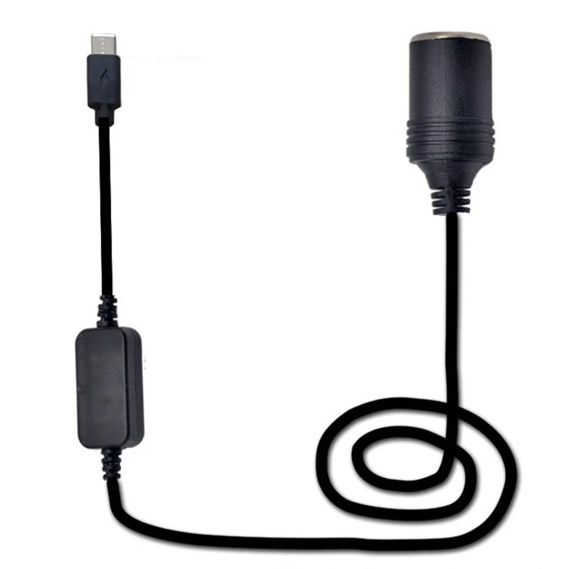 

USB C 5V to 12V Car Socket Power Cord Line for Car DVR E-Dog GPS Charger 54cm